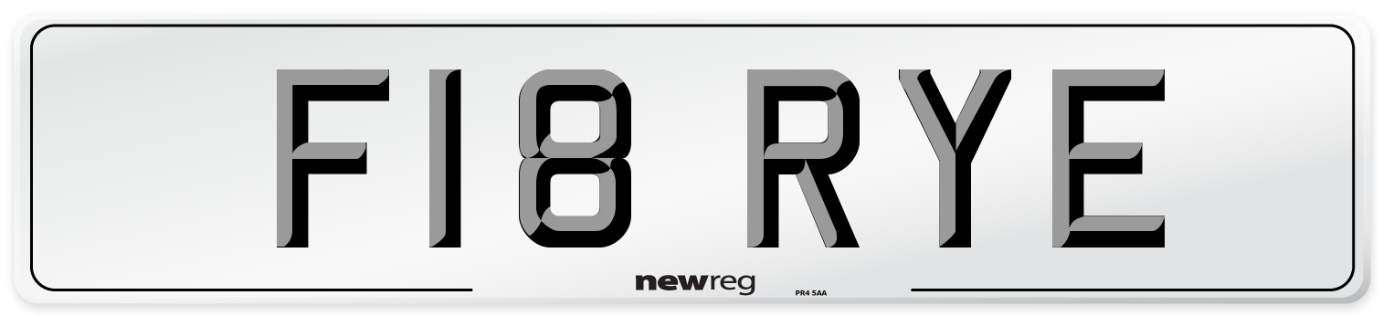 F18 RYE Number Plate from New Reg